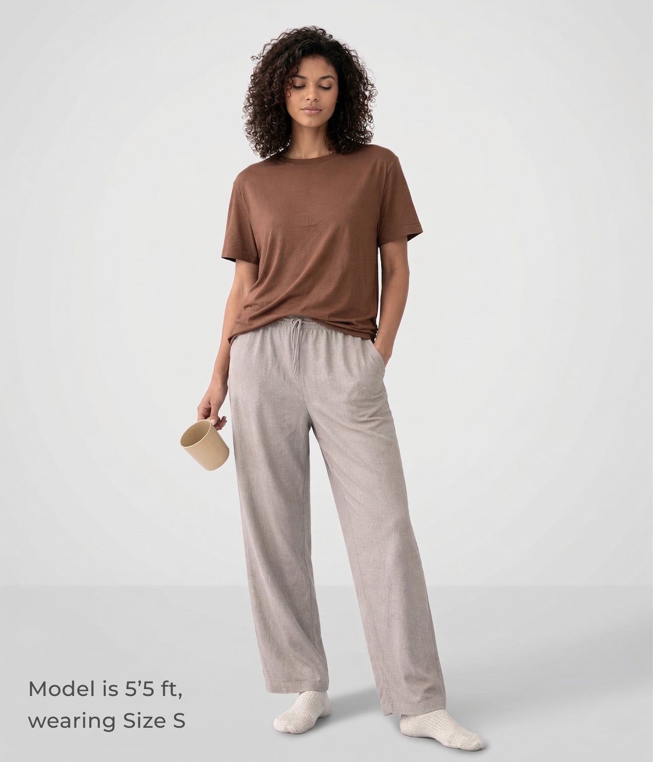 NUITO Home Crew in Cafe Mocha — women's premium loungewear tee, double collar bamboo cotton India