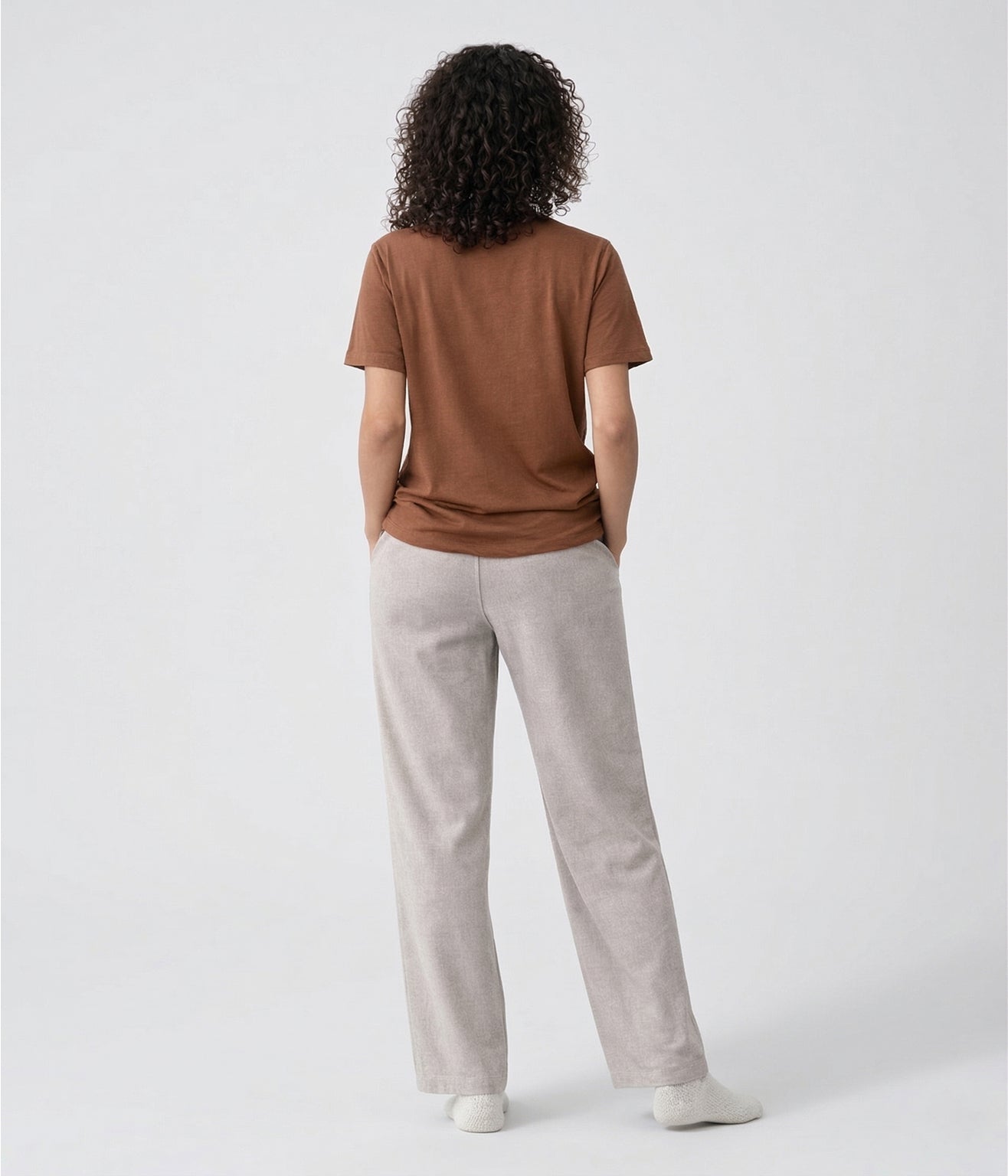 NUITO Home Crew in Cafe Mocha — women's premium loungewear tee, double collar bamboo cotton India