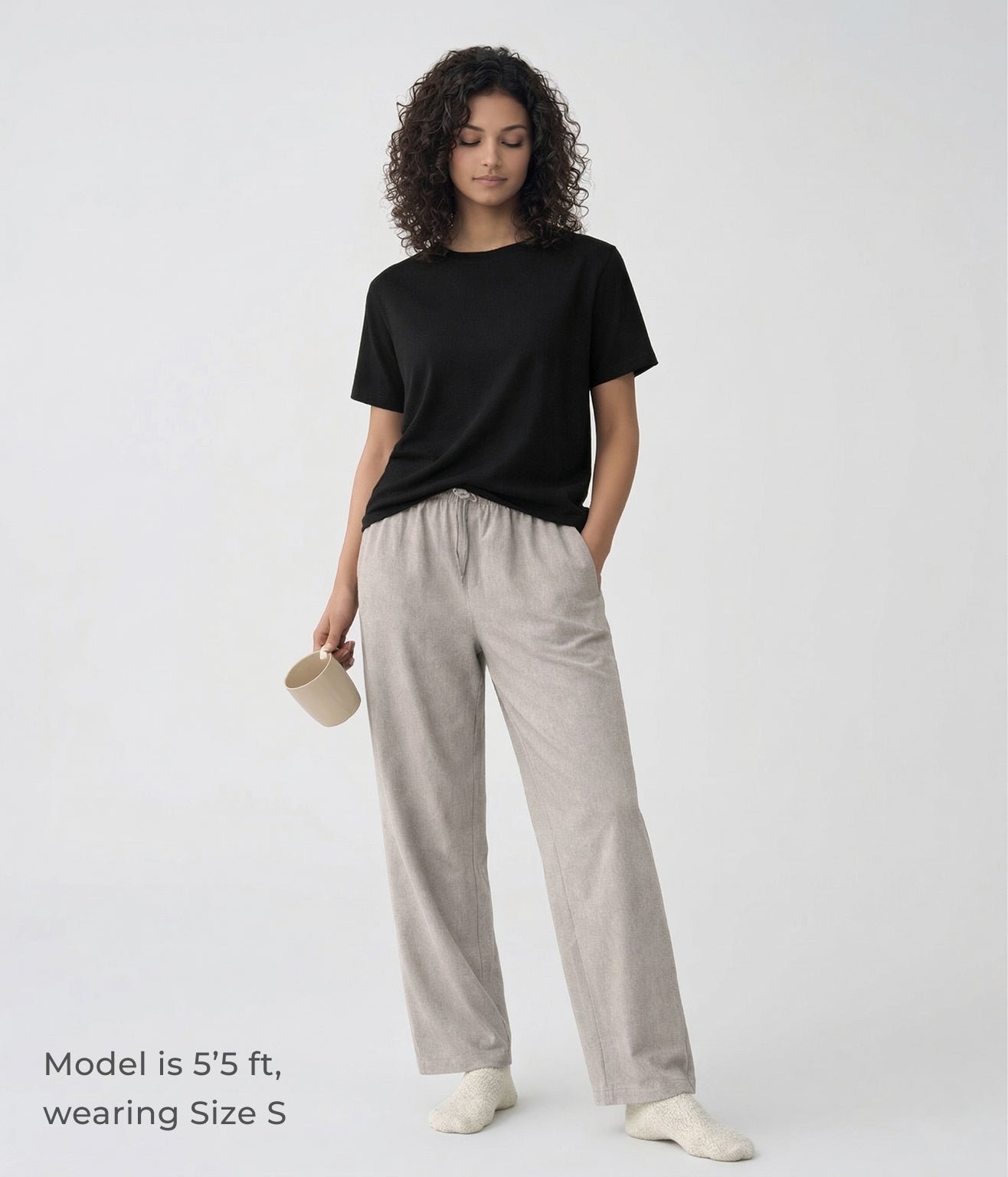 NUITO Home Crew in Space Black — women's premium loungewear tee, double collar bamboo cotton India