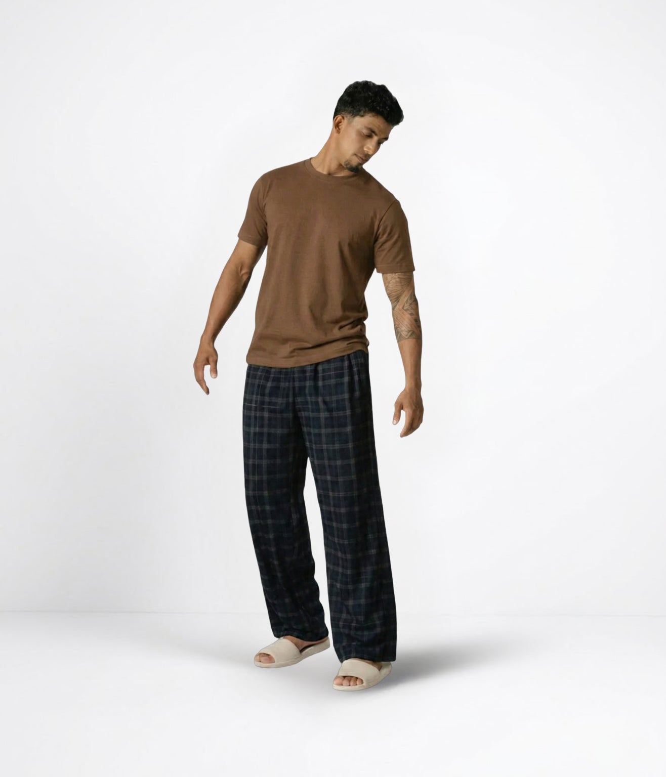 NUITO Home Crew in Cafe Mocha — men's premium loungewear tee, double collar bamboo cotton India