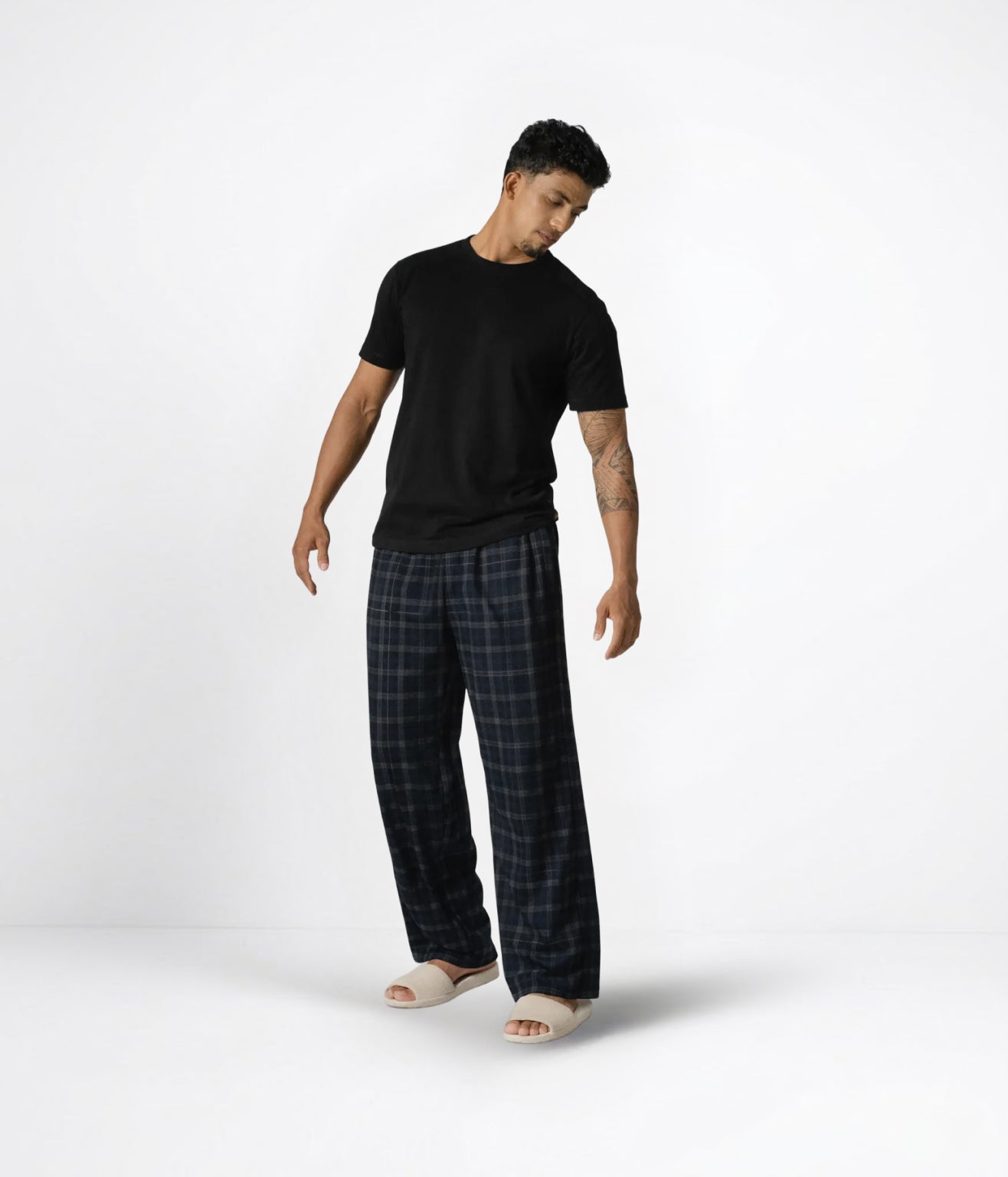 NUITO Home Crew in Space Black — men's premium loungewear tee, double collar bamboo cotton India