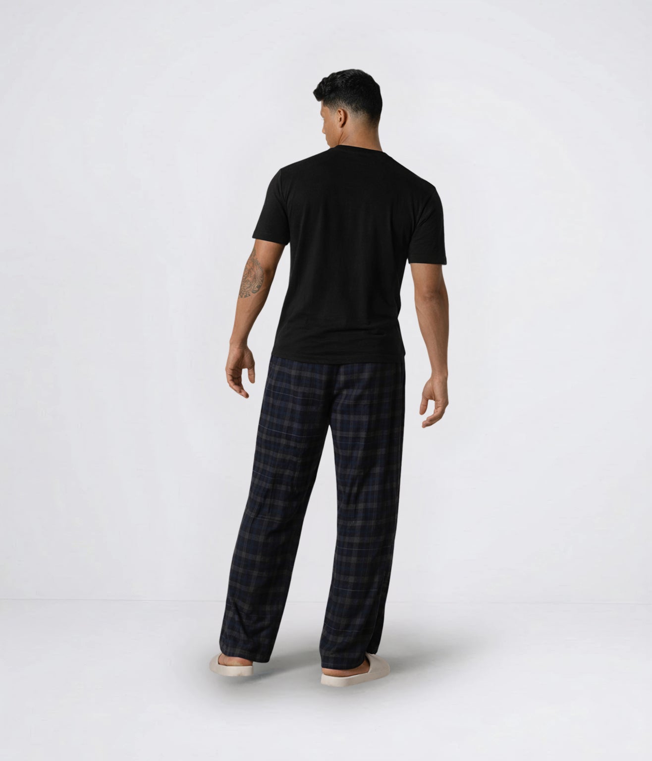 NUITO Home Crew in Space Black — men's premium loungewear tee, double collar bamboo cotton India