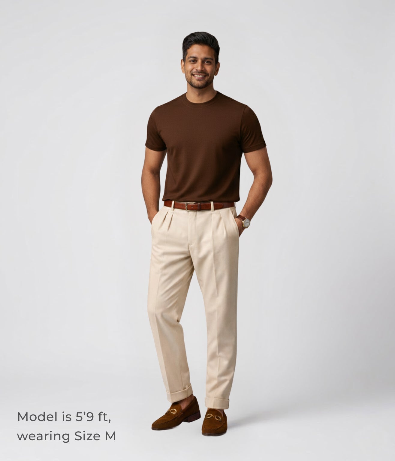 NUITO Crew Edit in Cafe Mocha — men's ribbed crew neck bamboo charcoal Supima cotton tee India