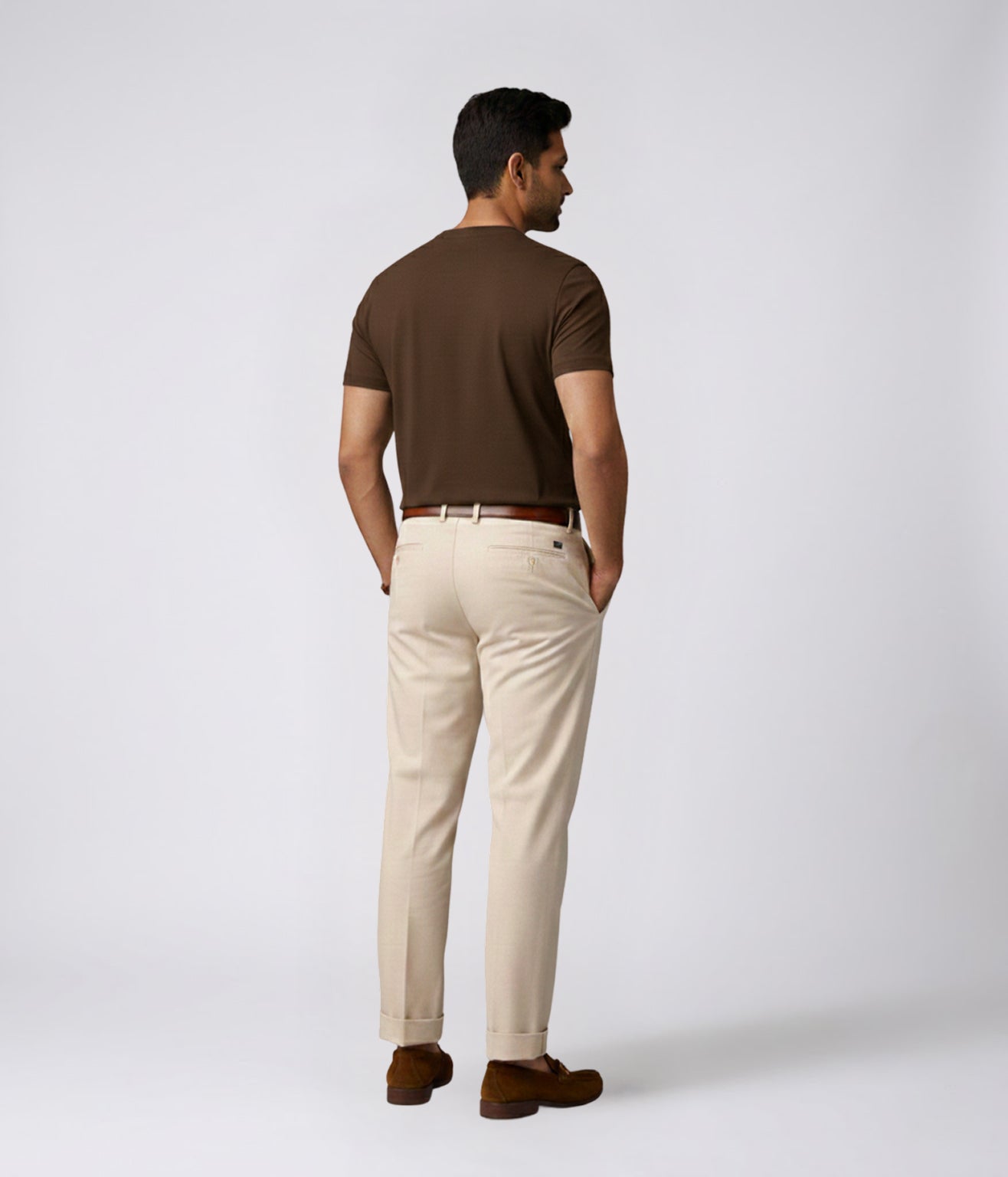NUITO Crew Edit in Cafe Mocha — men's ribbed crew neck bamboo charcoal Supima cotton tee India