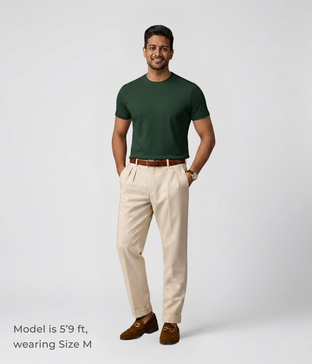 NUITO Crew Edit in Racing Green — men's ribbed crew neck bamboo charcoal Supima cotton tee India
