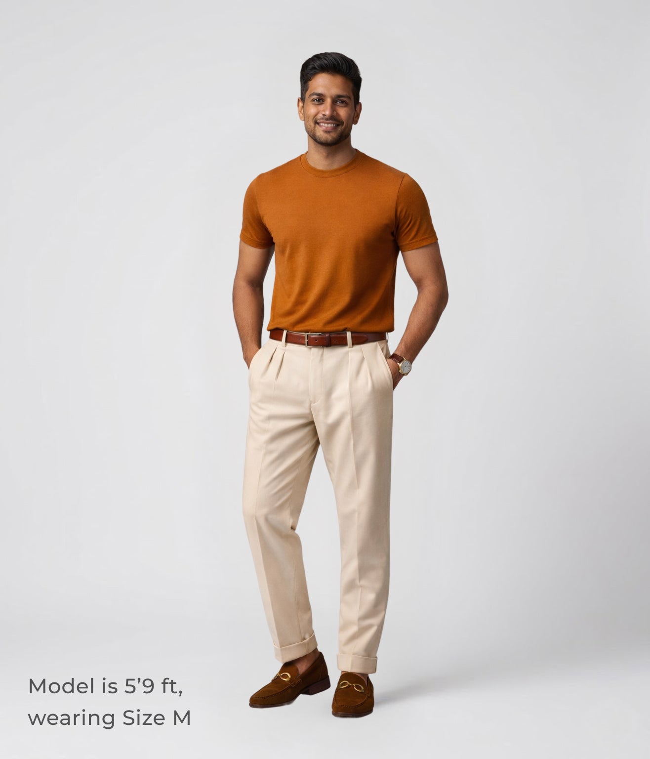 NUITO Crew Edit in Sugar Almond — men's ribbed crew neck bamboo charcoal Supima cotton tee India