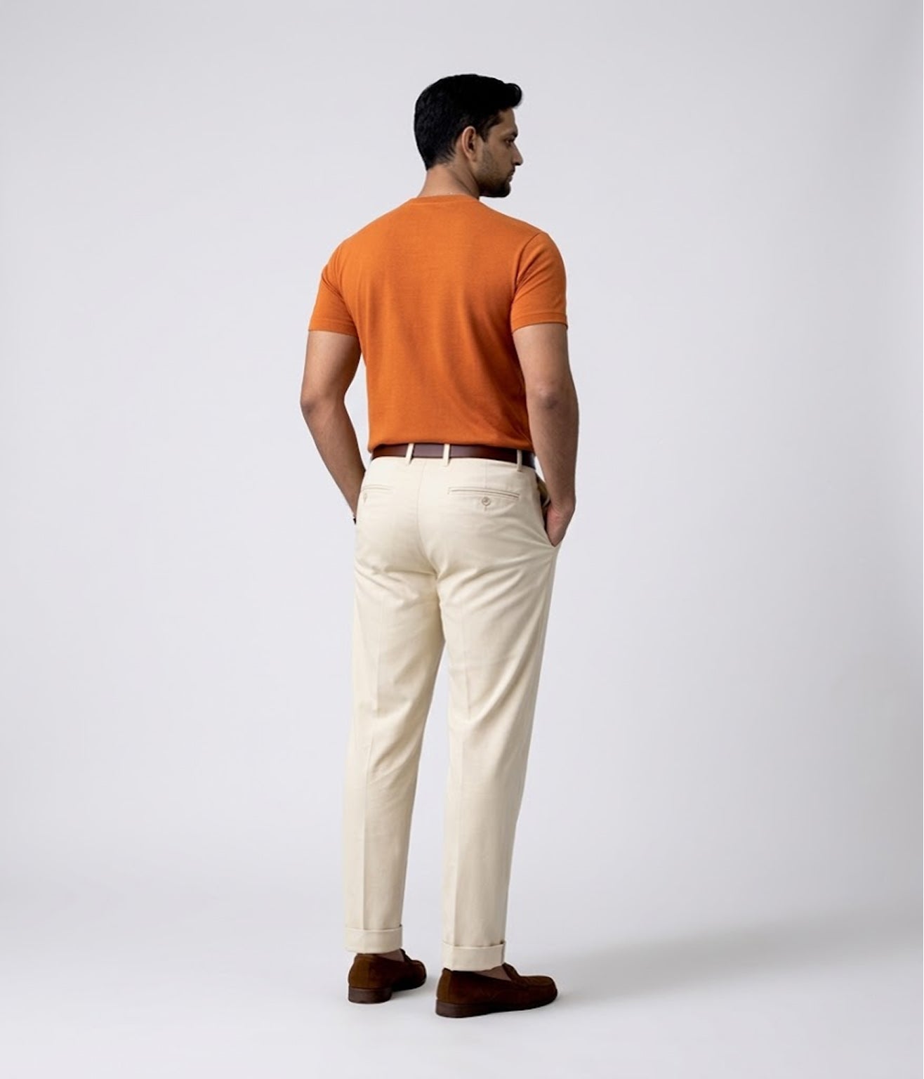 NUITO Crew Edit in Sugar Almond — men's ribbed crew neck bamboo charcoal Supima cotton tee India