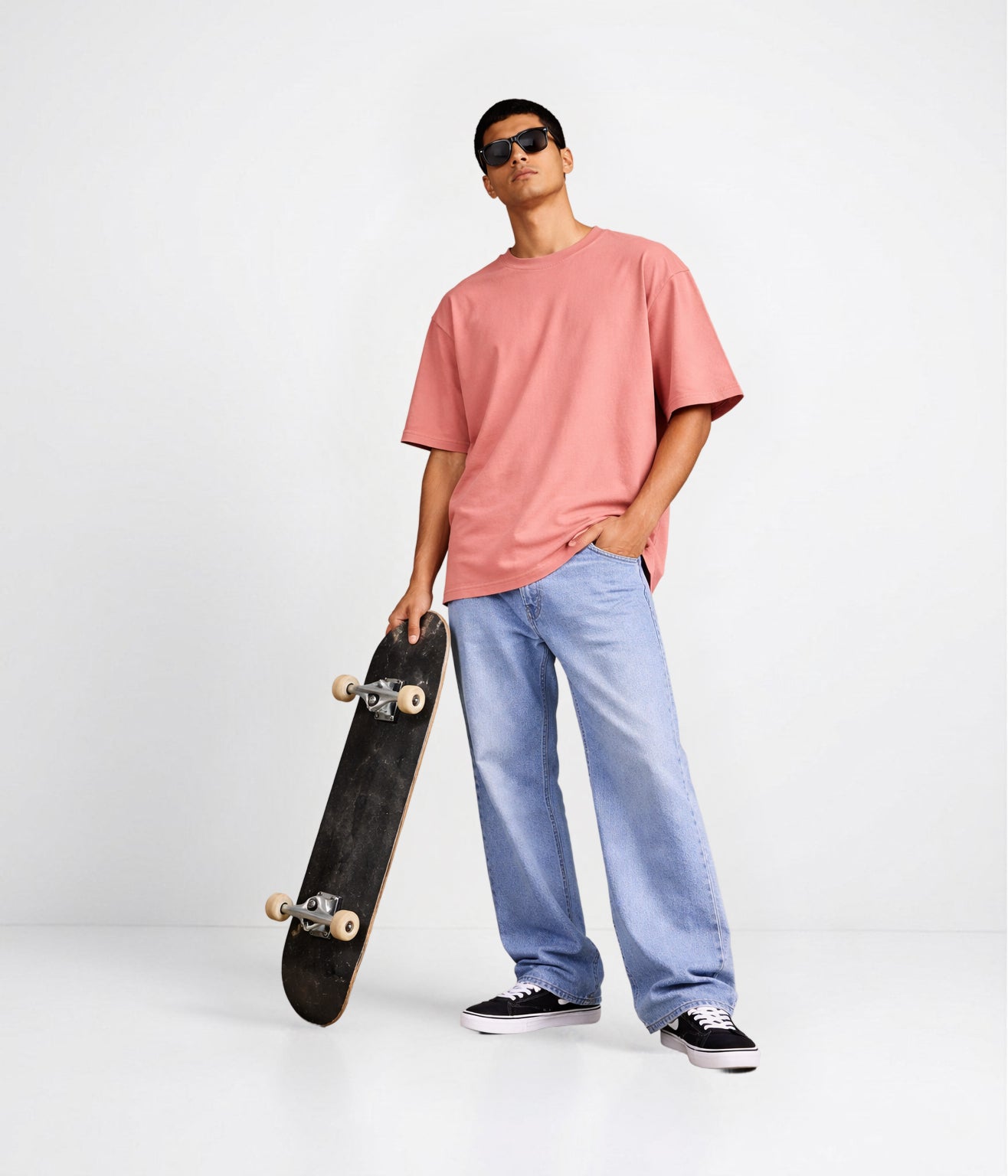 NUITO Skater Edit in Mahogany — men's drop shoulder bamboo cotton tee, NUSKN fabric India