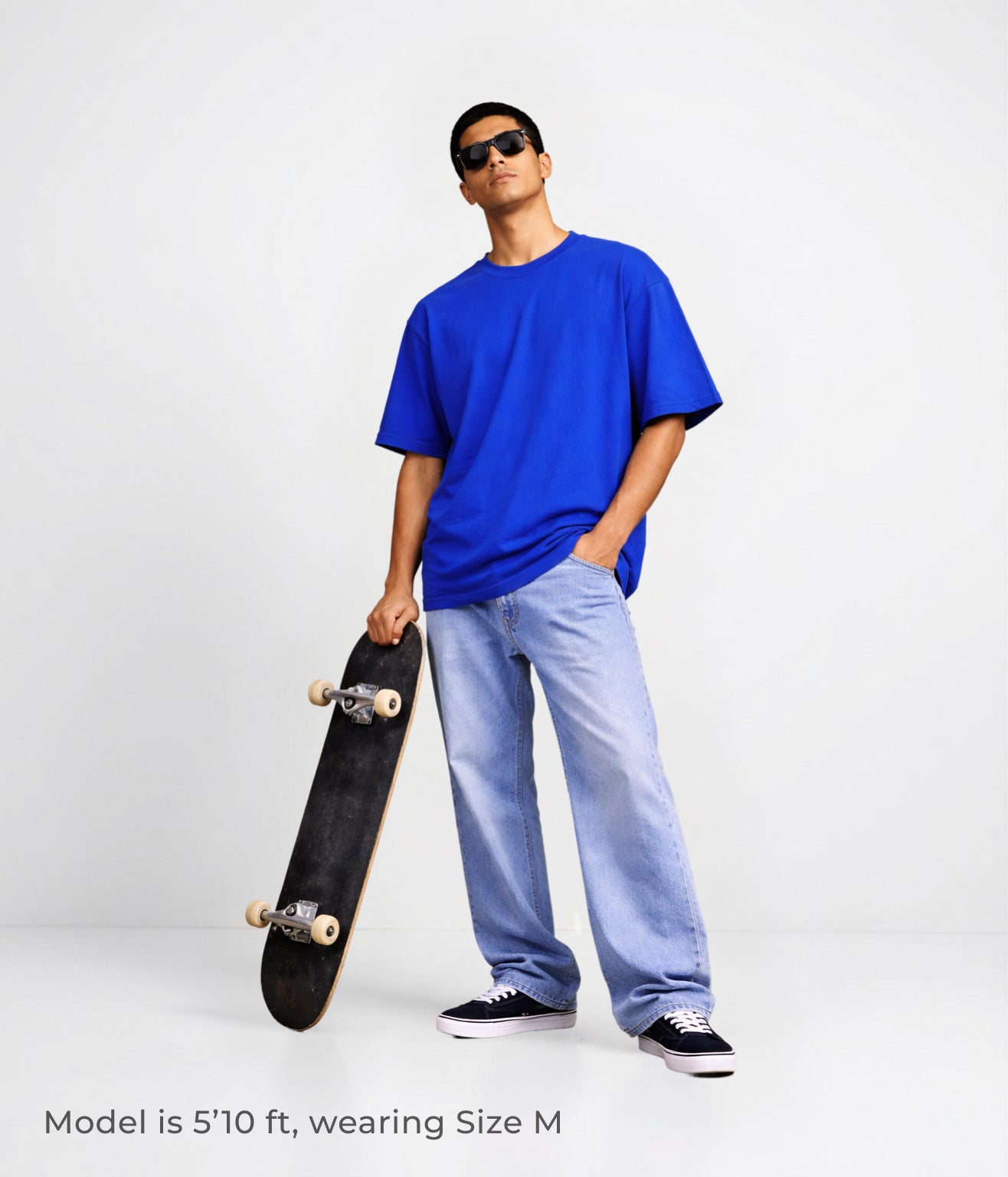 NUITO Skater Edit in Santorini Blue — men's drop shoulder bamboo cotton tee, NUSKN fabric India