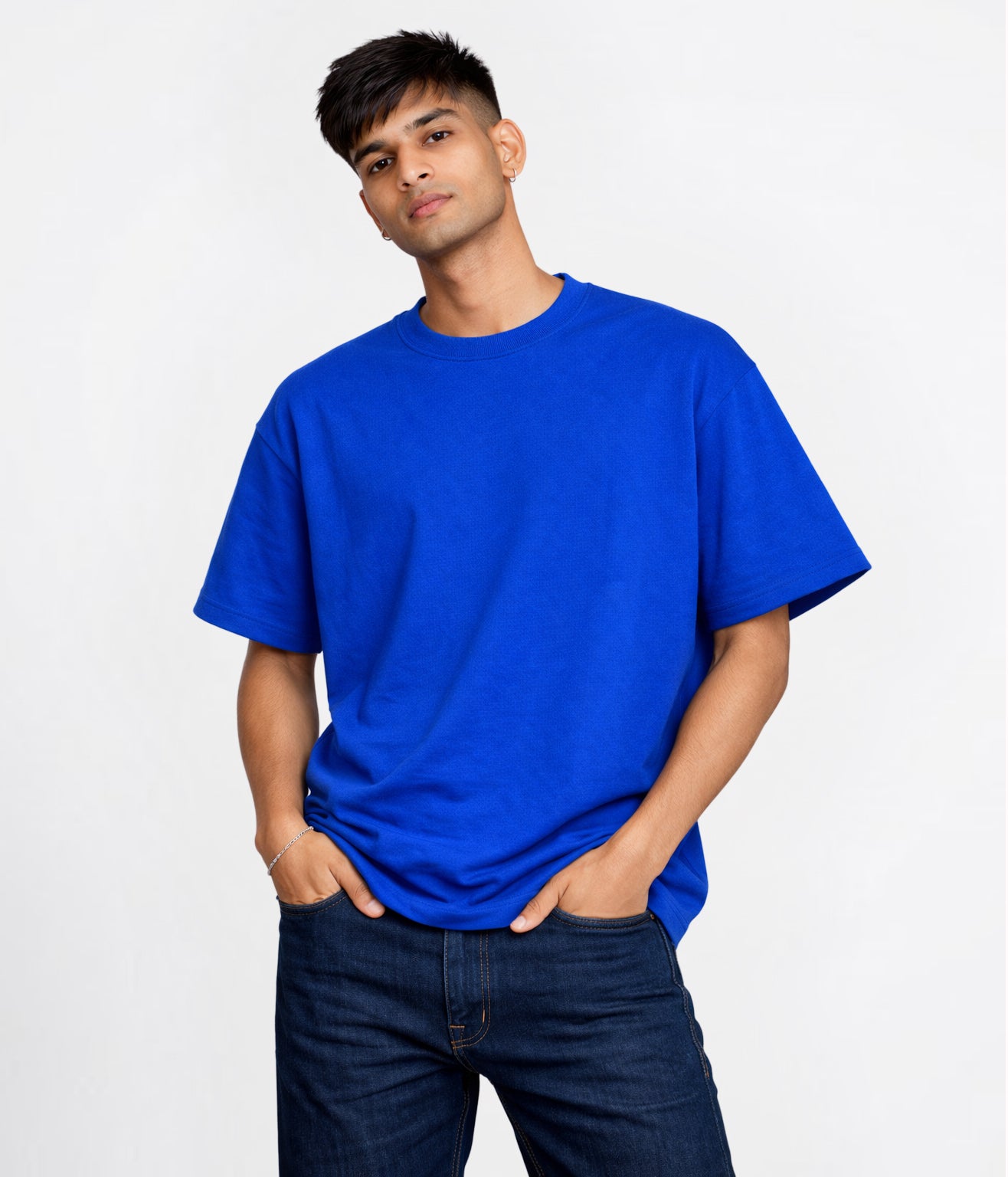 NUITO Skater Edit in Santorini Blue — men's drop shoulder bamboo cotton tee, NUSKN fabric India