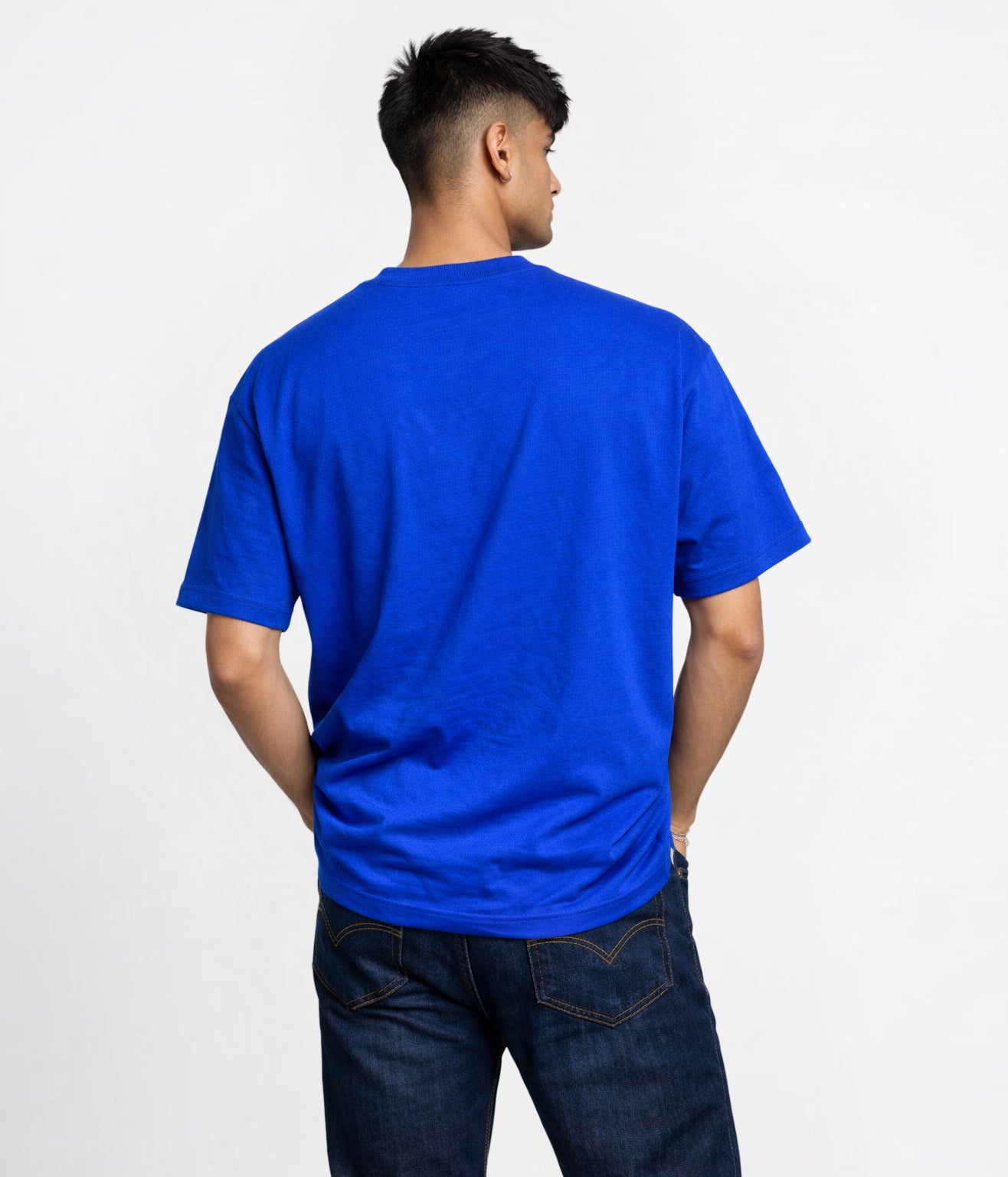 NUITO Skater Edit in Santorini Blue — men's drop shoulder bamboo cotton tee, NUSKN fabric India
