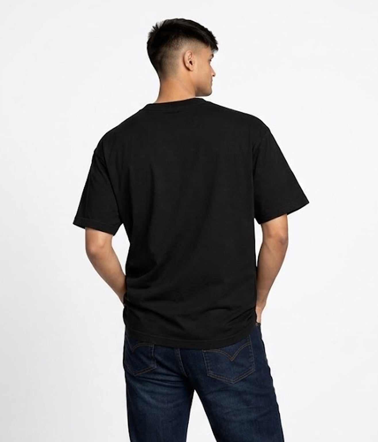 NUITO Skater Edit in Space Black — men's drop shoulder bamboo cotton tee, NUSKN 220 GSM India