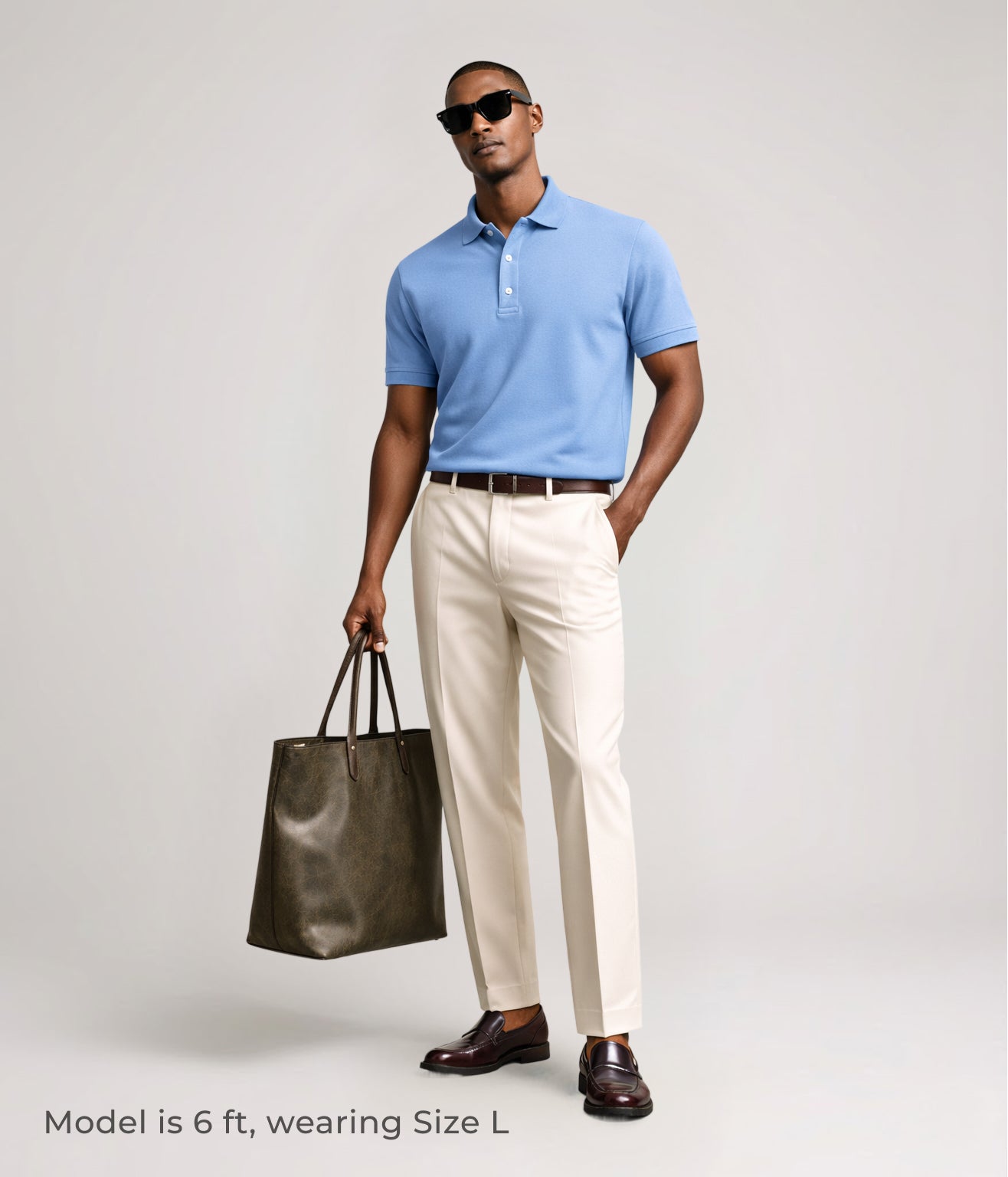 NUITO nuLUX polo in Air Blue — men's premium Tencel cotton polo shirt India