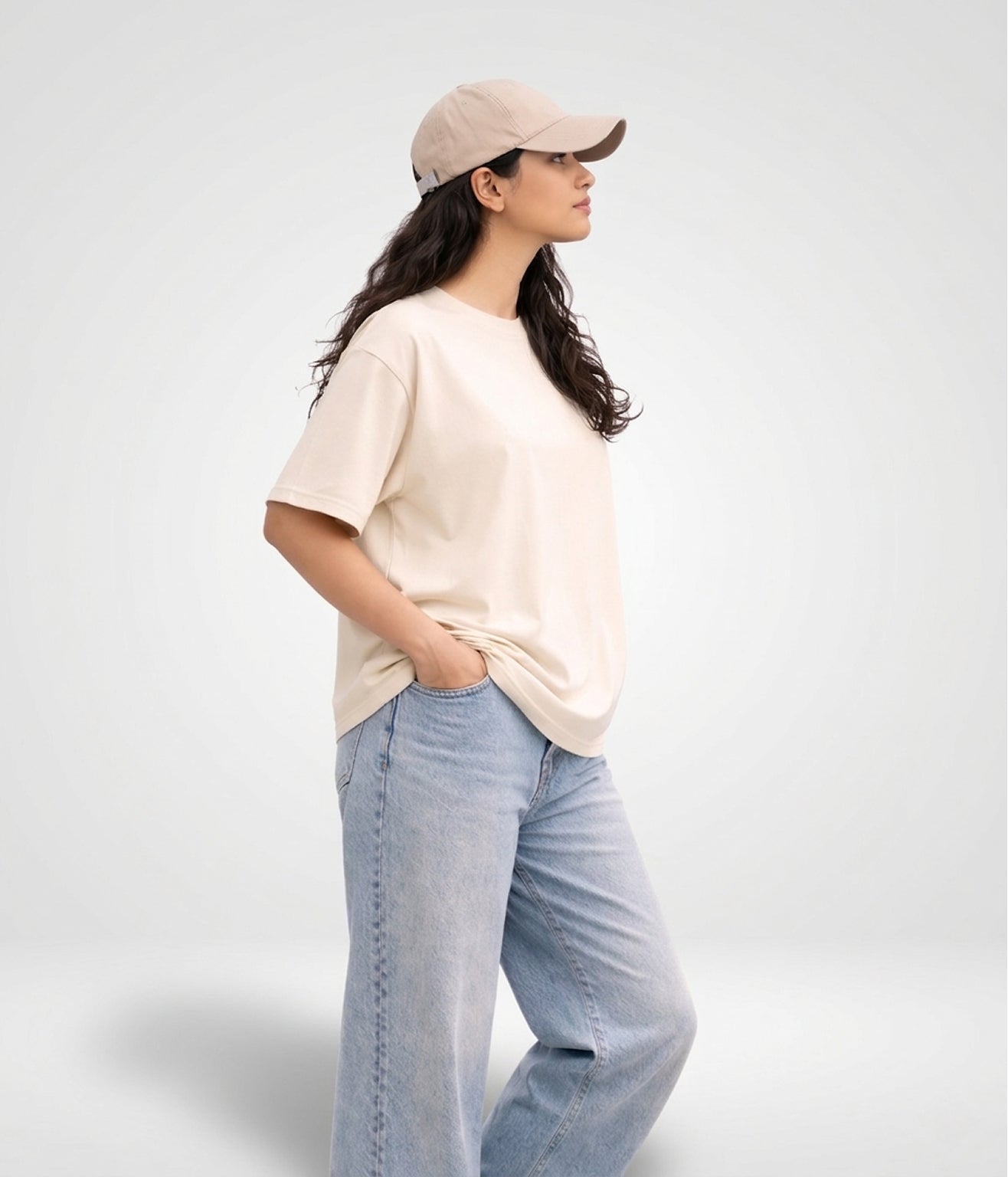 NUITO Skater Edit in Cannoli Cream — women's drop shoulder bamboo cotton top, NUSKN 220 GSM India