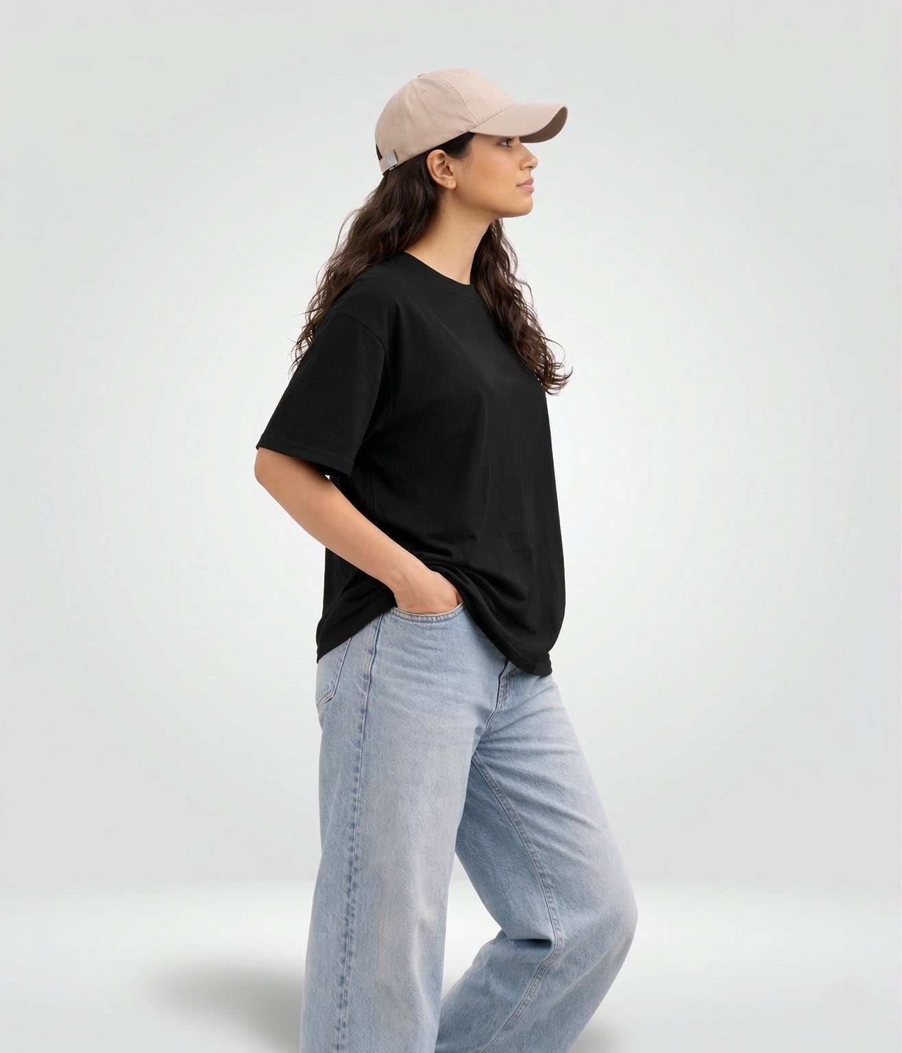 NUITO Skater Edit in Space Black — women's drop shoulder bamboo cotton top, NUSKN 220 GSM India