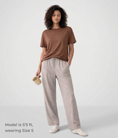 NUITO Home Crew in Cafe Mocha — women's premium loungewear tee, double collar bamboo cotton India