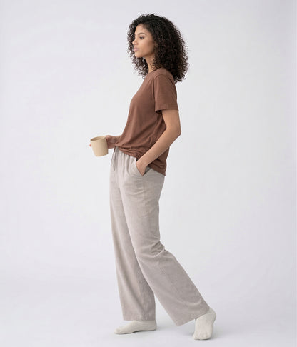 NUITO Home Crew in Cafe Mocha — women's premium loungewear tee, double collar bamboo cotton India