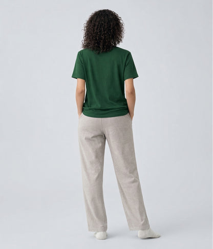 NUITO Home Crew in Racing Green — women's premium loungewear tee, double collar bamboo cotton India