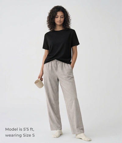 NUITO Home Crew in Space Black — women's premium loungewear tee, double collar bamboo cotton India