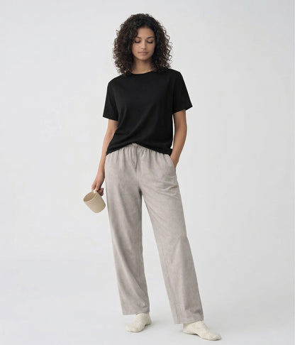NUITO Home Crew in Space Black — women's premium loungewear tee, double collar bamboo cotton India
