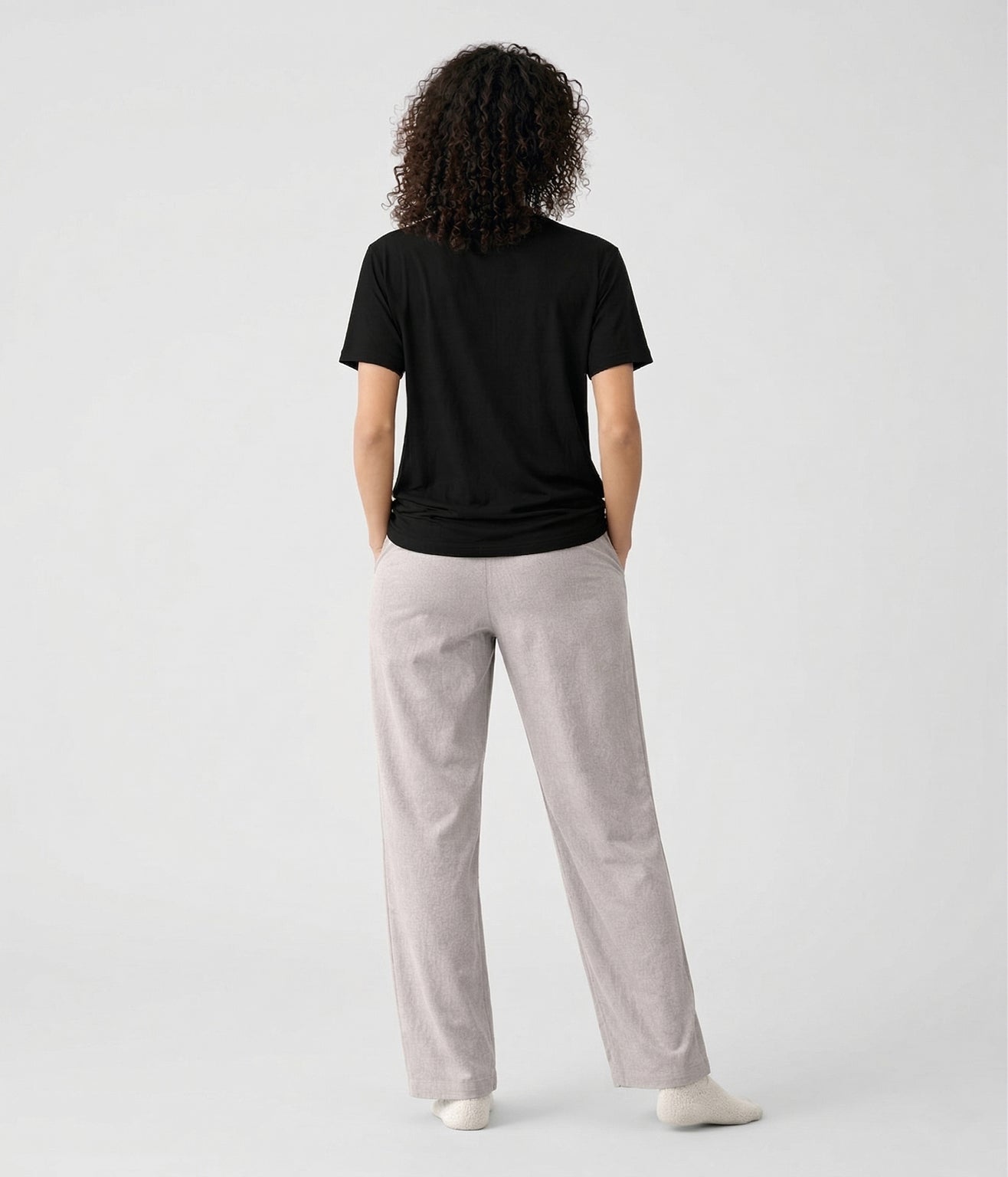 NUITO Home Crew in Space Black — women's premium loungewear tee, double collar bamboo cotton India