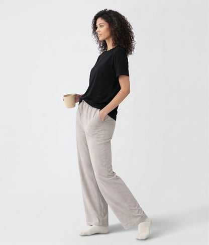 NUITO Home Crew in Space Black — women's premium loungewear tee, double collar bamboo cotton India