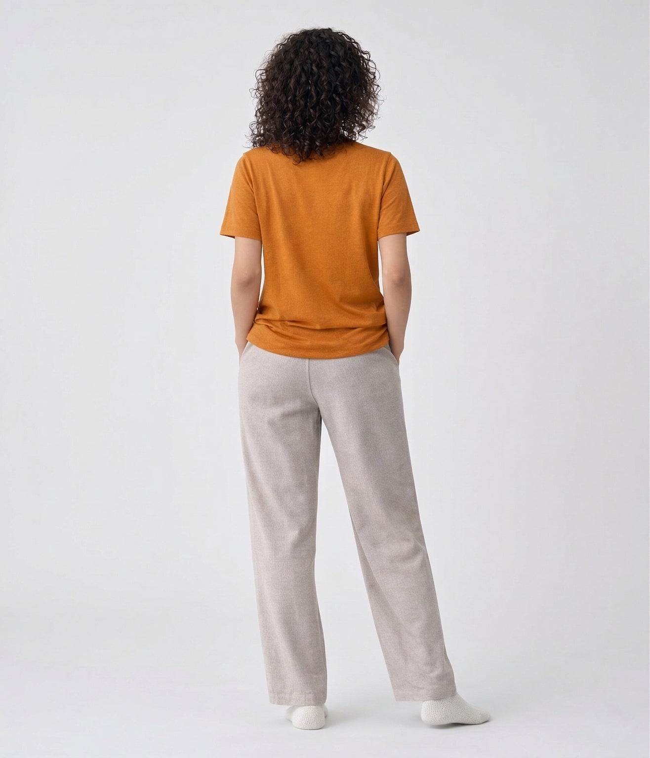 NUITO Home Crew in Sugar Almond — women's premium loungewear tee, double collar bamboo cotton India