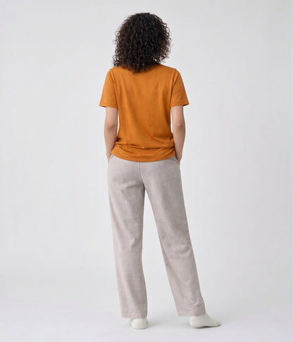 NUITO Home Crew in Sugar Almond — women's premium loungewear tee, double collar bamboo cotton India