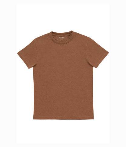 NUITO Home Crew in Cafe Mocha — men's premium loungewear tee, double collar bamboo cotton India
