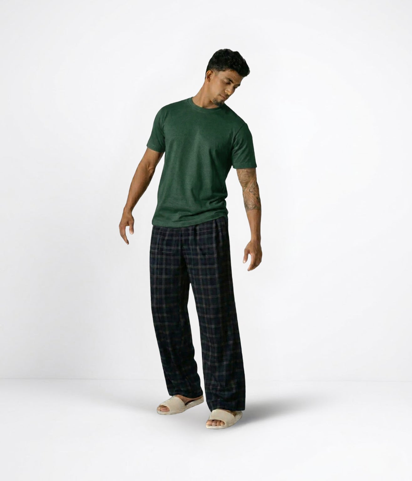 NUITO Home Crew in Racing Green — men's premium loungewear tee, double collar bamboo cotton India