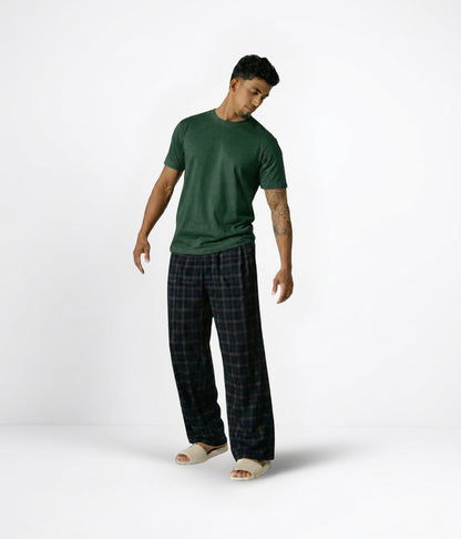 NUITO Home Crew in Racing Green — men's premium loungewear tee, double collar bamboo cotton India