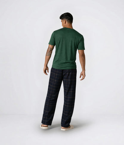 NUITO Home Crew in Racing Green — men's premium loungewear tee, double collar bamboo cotton India