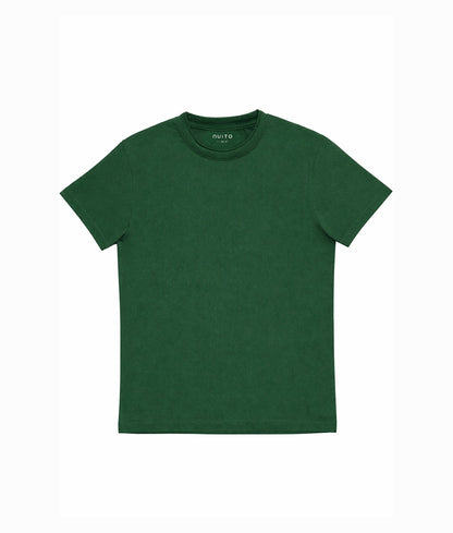 NUITO Home Crew in Racing Green — men's premium loungewear tee, double collar bamboo cotton India