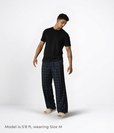 NUITO Home Crew in Space Black — men's premium loungewear tee, double collar bamboo cotton India