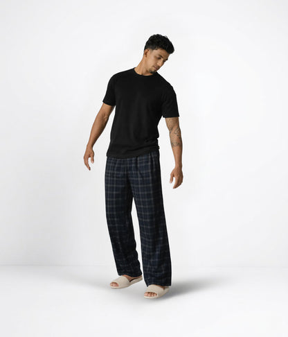 NUITO Home Crew in Space Black — men's premium loungewear tee, double collar bamboo cotton India