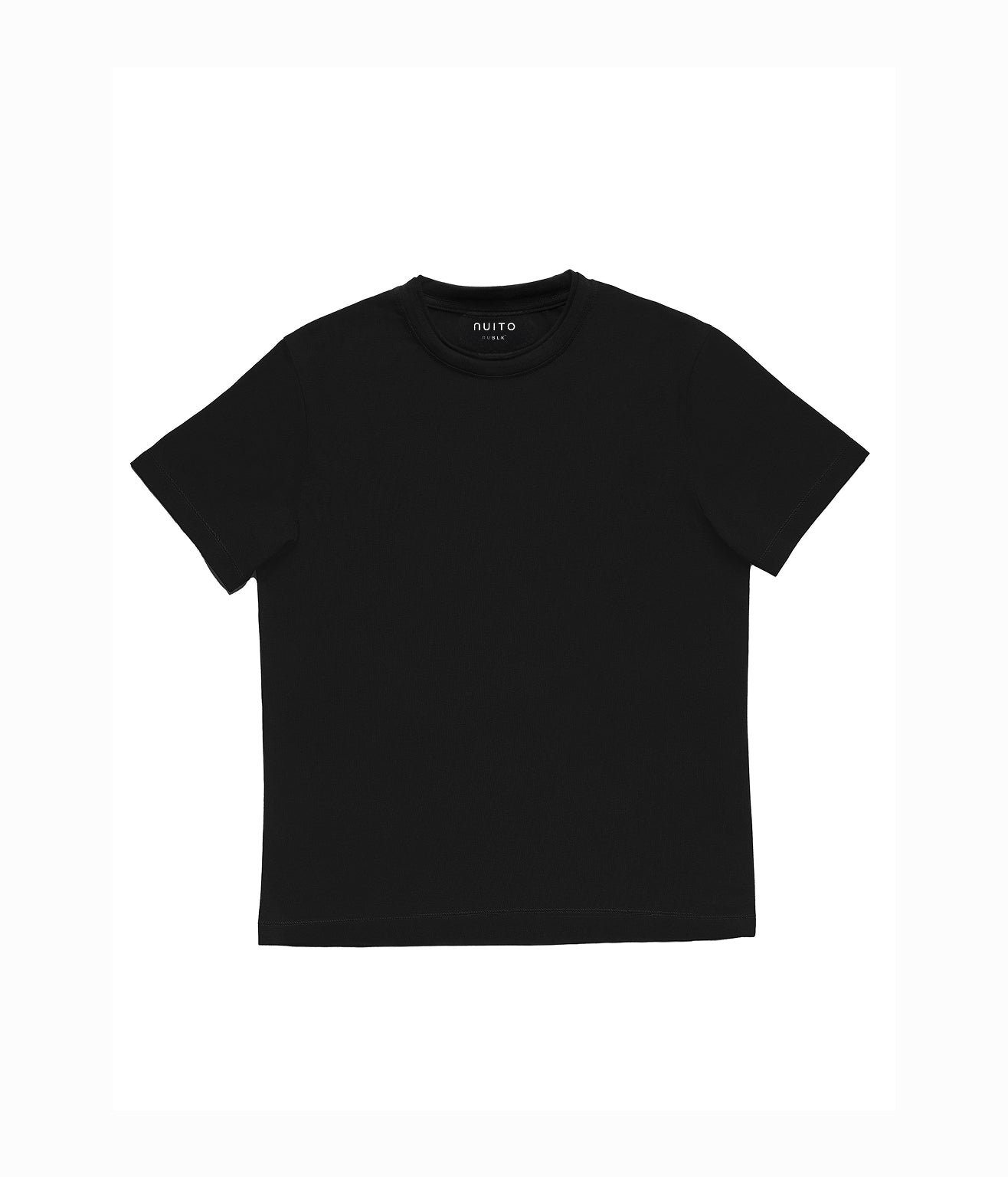 NUITO Home Crew in Space Black — men's premium loungewear tee, double collar bamboo cotton India