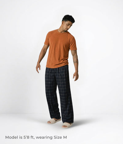 NUITO Home Crew in Sugar Almond — men's premium loungewear tee, double collar bamboo cotton India