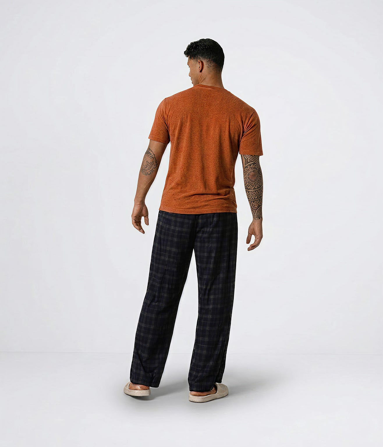 NUITO Home Crew in Sugar Almond — men's premium loungewear tee, double collar bamboo cotton India