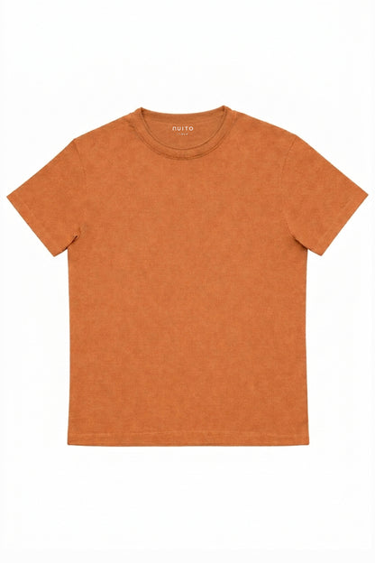 NUITO Home Crew in Sugar Almond — men's premium loungewear tee, double collar bamboo cotton India