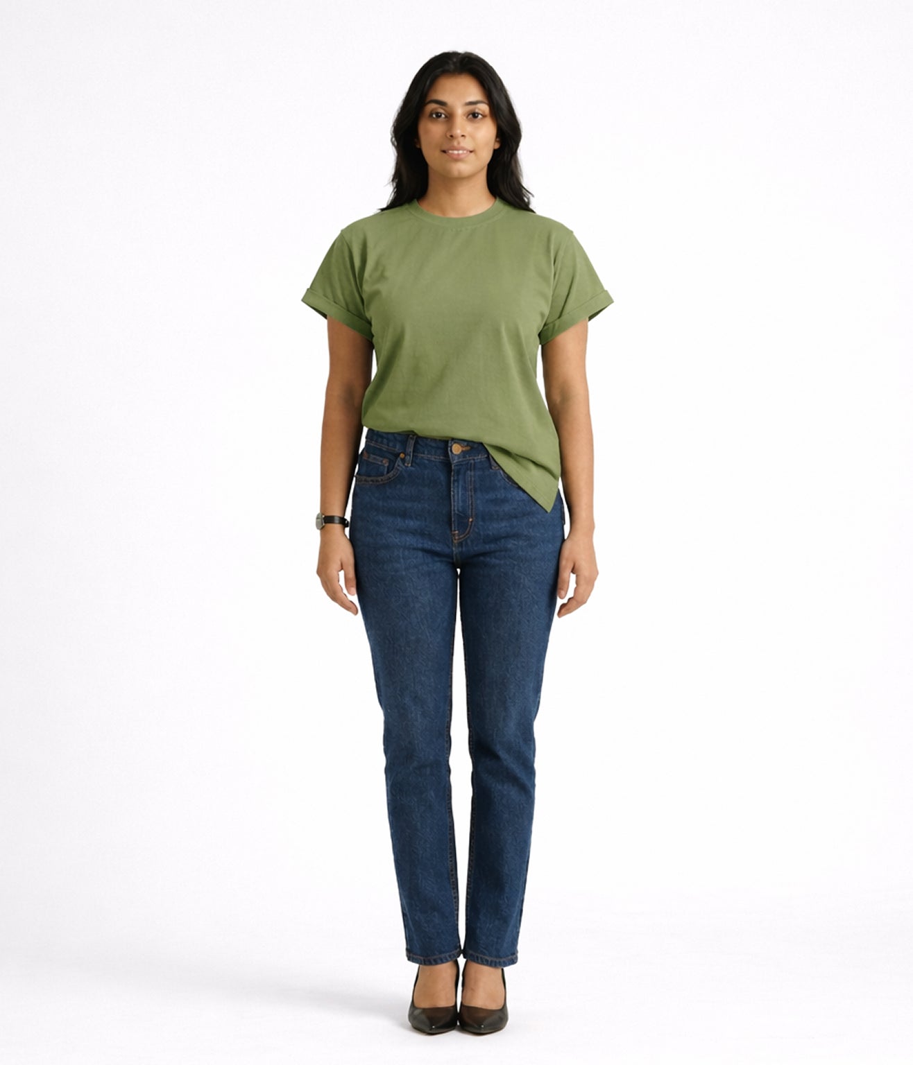 NUITO Kimono Edit top in Olive Khaki — women's kimono sleeve asymmetric hem soft top India