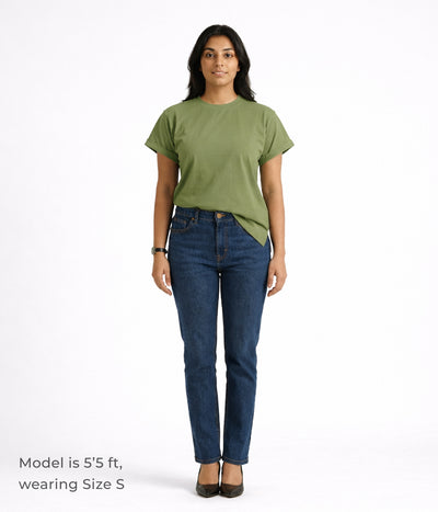NUITO Kimono Edit top in Olive Khaki — women's kimono sleeve asymmetric hem soft top India