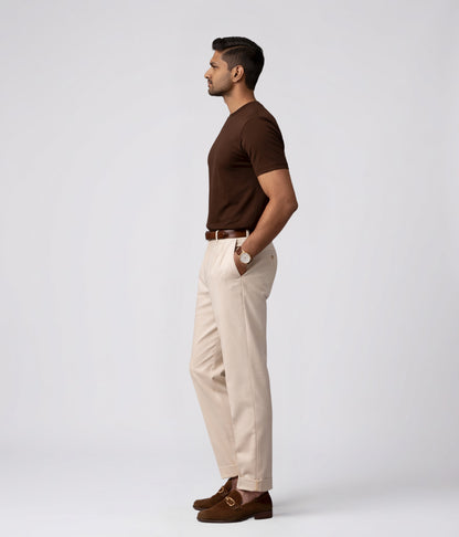 NUITO Crew Edit in Cafe Mocha — men's ribbed crew neck bamboo charcoal Supima cotton tee India