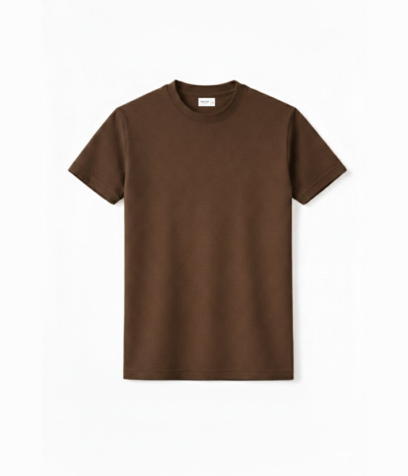 NUITO Crew Edit in Cafe Mocha — men's ribbed crew neck bamboo charcoal Supima cotton tee India