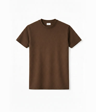 NUITO Crew Edit in Cafe Mocha — men's ribbed crew neck bamboo charcoal Supima cotton tee India