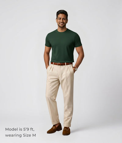NUITO Crew Edit in Racing Green — men's ribbed crew neck bamboo charcoal Supima cotton tee India