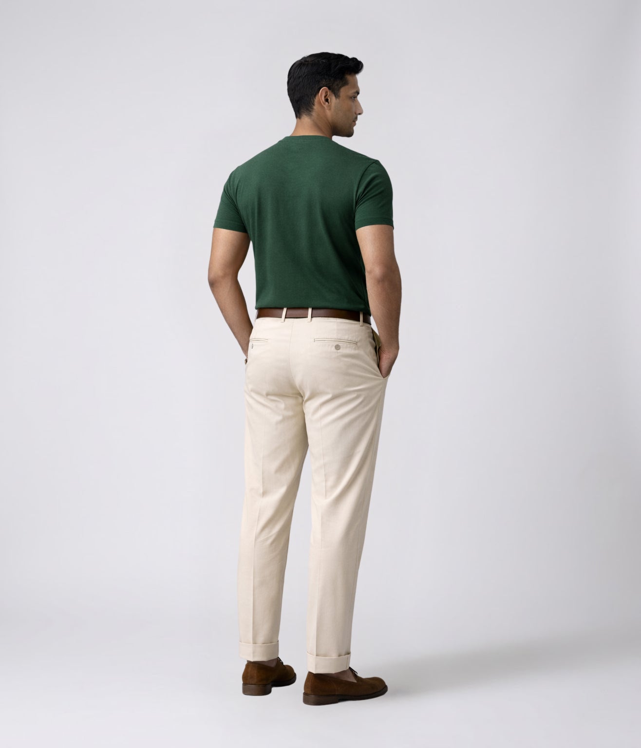 NUITO Crew Edit in Racing Green — men's ribbed crew neck bamboo charcoal Supima cotton tee India