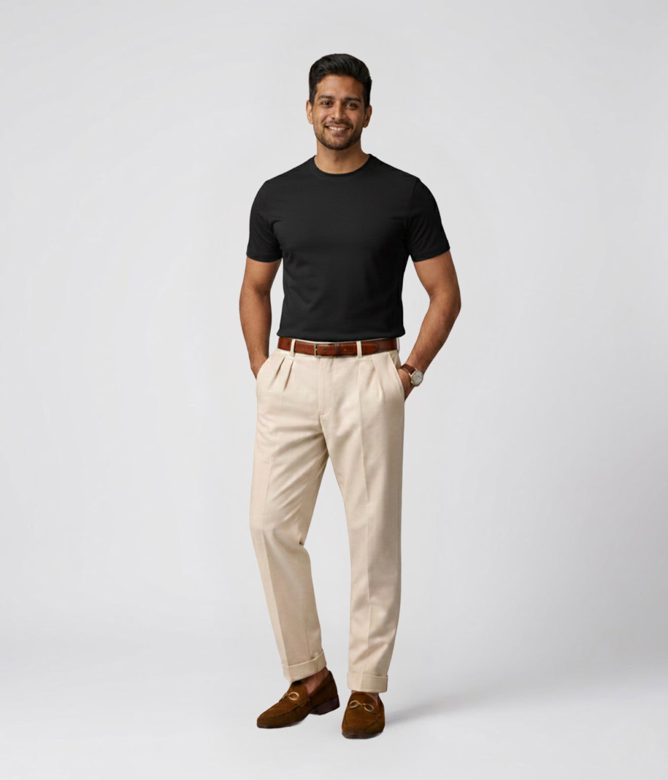 NUITO Crew Edit in Space Black — men's ribbed crew neck bamboo charcoal Supima cotton tee India