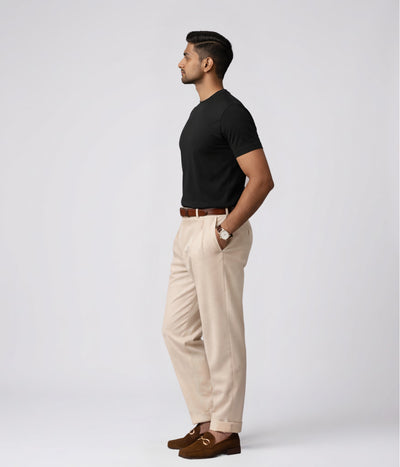 NUITO Crew Edit in Space Black — men's ribbed crew neck bamboo charcoal Supima cotton tee India