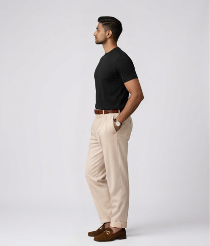 NUITO Crew Edit in Space Black — men's ribbed crew neck bamboo charcoal Supima cotton tee India