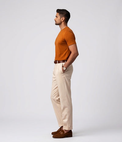 NUITO Crew Edit in Sugar Almond — men's ribbed crew neck bamboo charcoal Supima cotton tee India